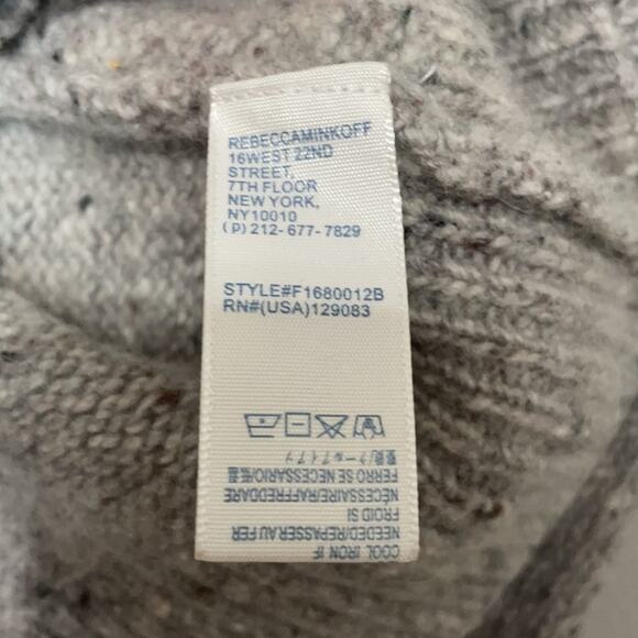 REBECCA MINKOFF Gray Cold Shoulder Wool Sweater Size L - Picture 3 of 6